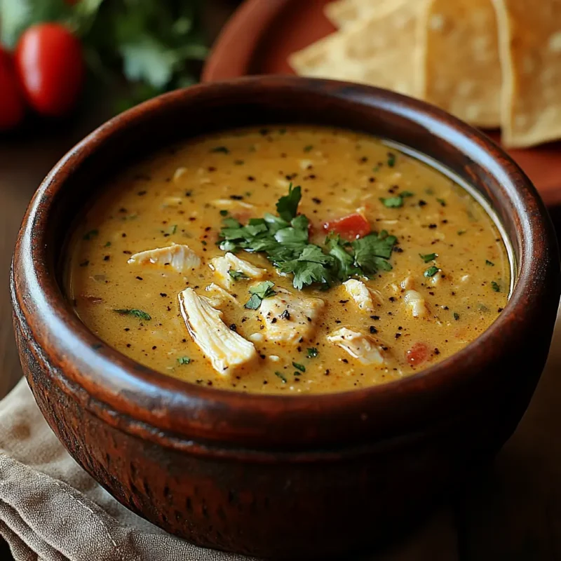 creamy green chili chicken soup packed with bold flavors, tender chicken, and a zesty kick—perfect for cozy dinners or meal prep.