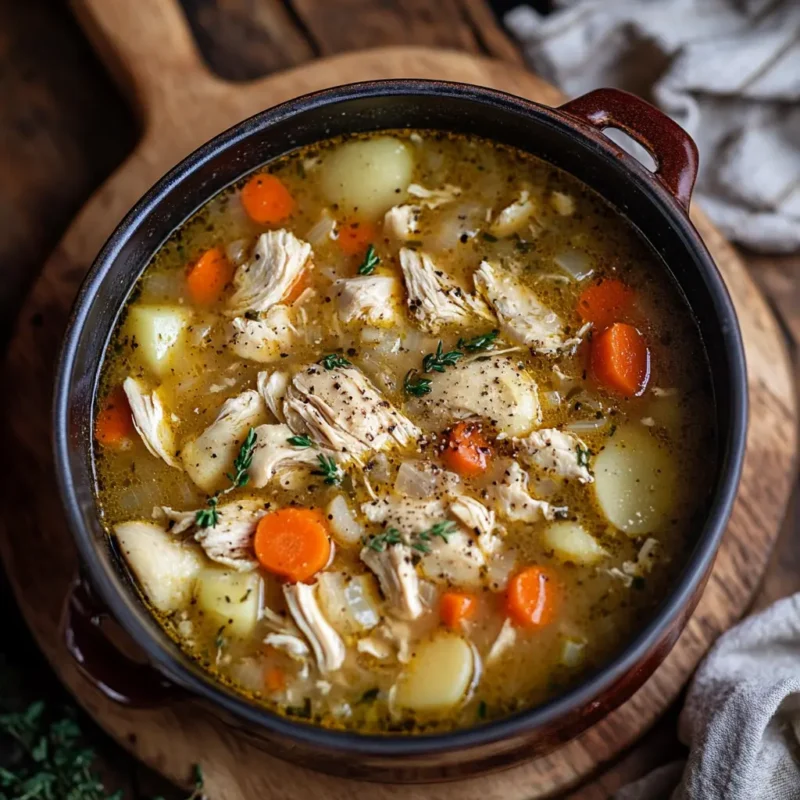 Steaming bowl of marry me chicken soup garnished with fresh parsley, featuring tender chicken, sun-dried tomatoes, and a creamy broth.