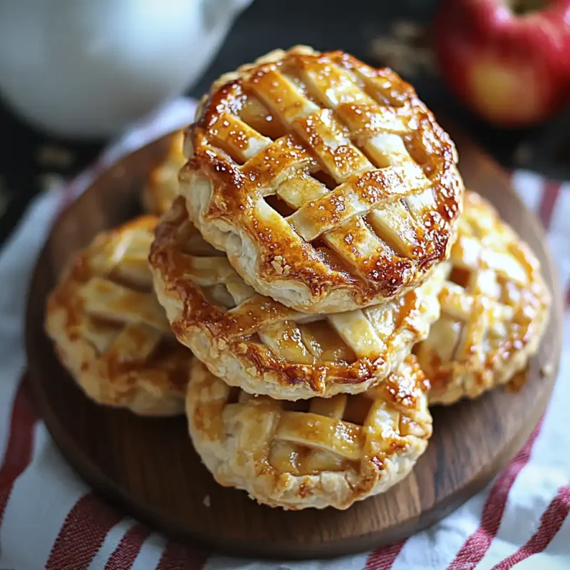 Golden-brown apple hand pies with flaky crust and spiced apple filling, served on a plate and ready to enjoy.