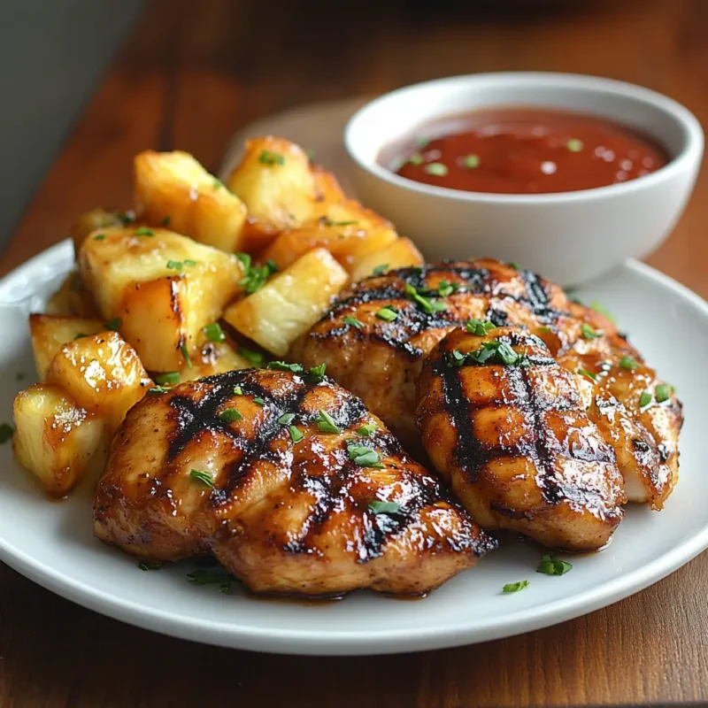 Sweet Hawaiian crockpot chicken with tender chicken pieces, pineapple chunks, and a rich tangy-sweet sauce, garnished with green onions and sesame seeds in a serving bowl.